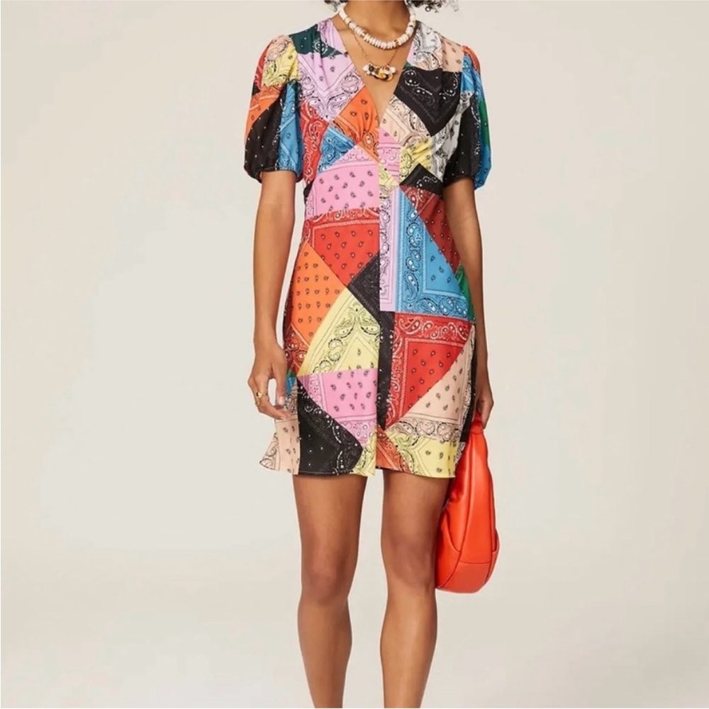 Staud Multicolor Patchwork Mini Dress Euc - image 3